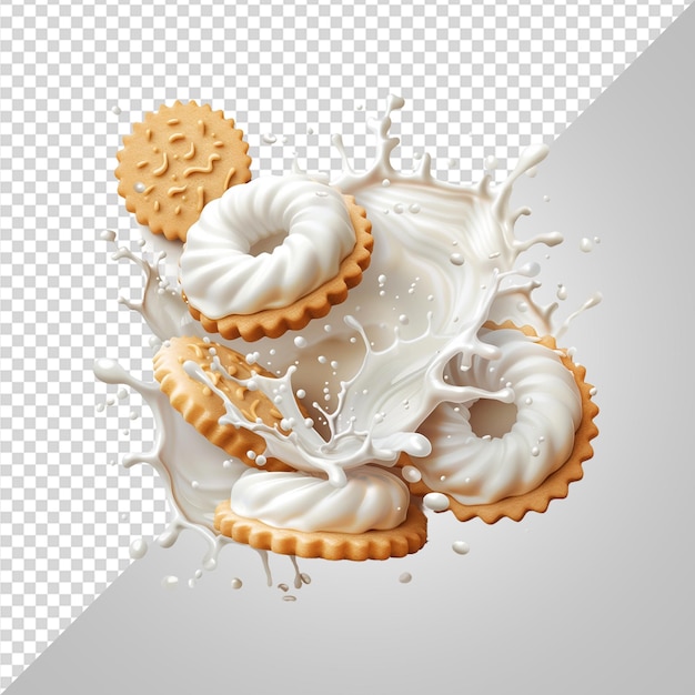 butter cookies with milk splashes png