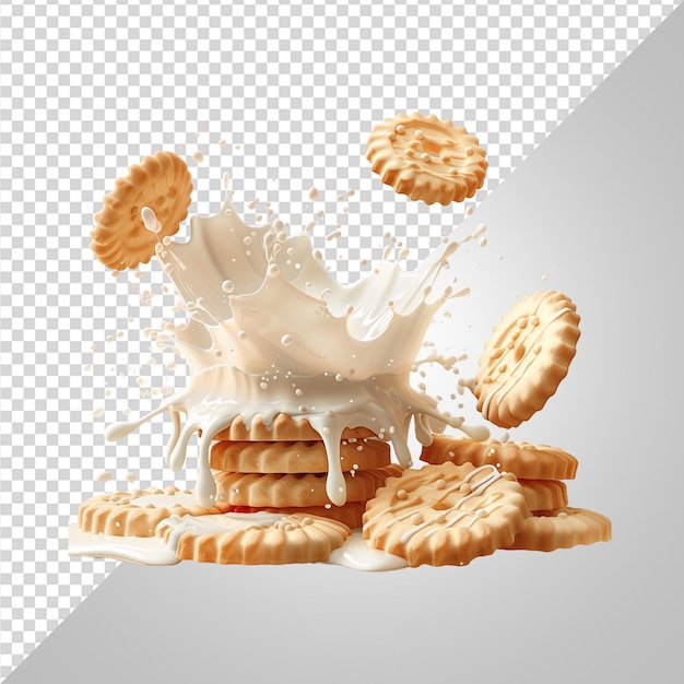 butter cookies with milk splashes png