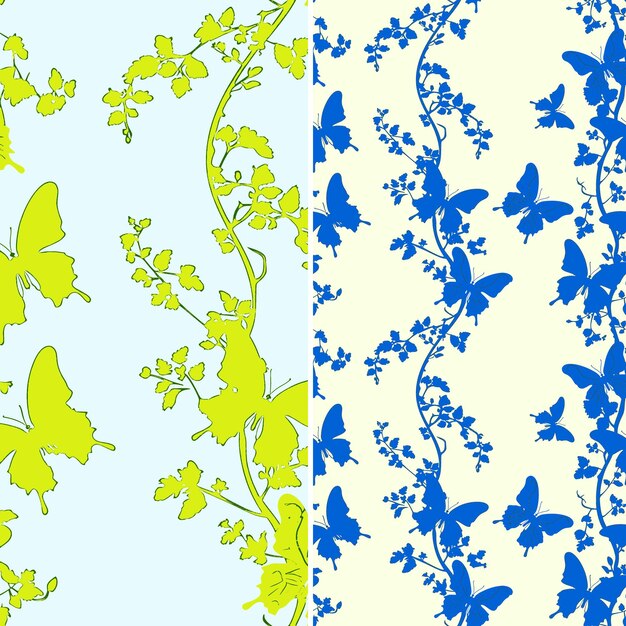 butterflies and butterflies in blue and yellow