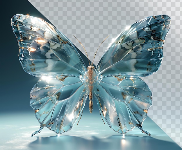 PSD butterfly in abstract blue background with 3d effect