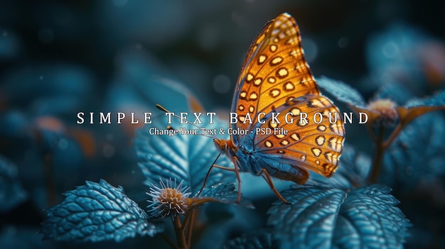 PSD butterfly on blue leaves