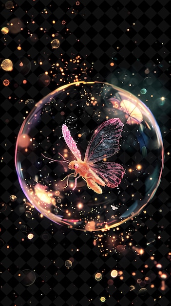 a butterfly in a bubble with a butterfly on it