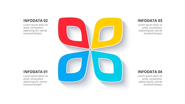 PSD butterfly diagram with 4 options concept of four steps processes cycle infographic