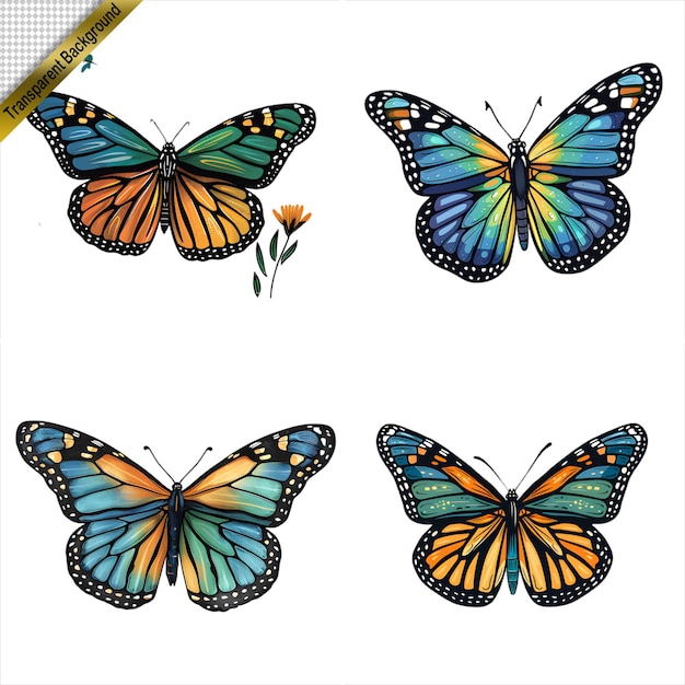 PSD a butterfly drawing with butterfly images on it