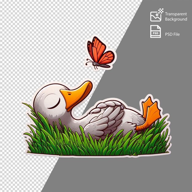 Butterfly on Ducks Beak Sticker