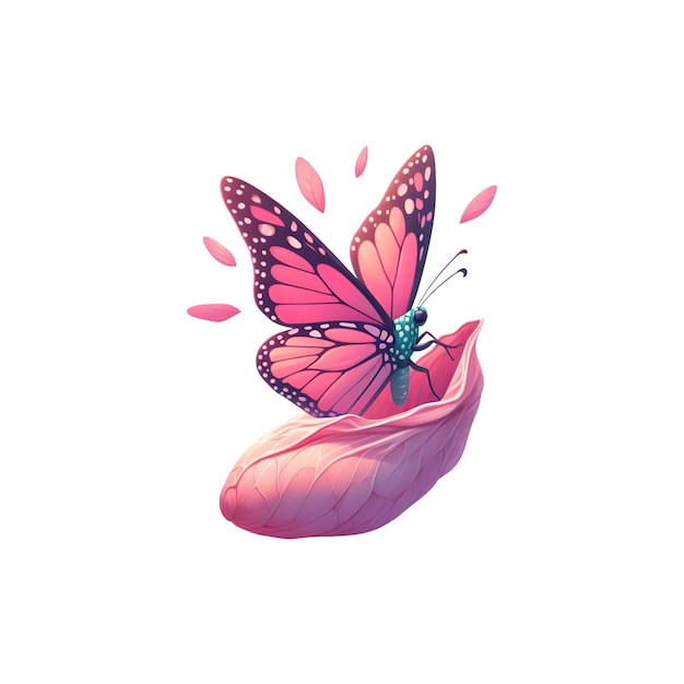 PSD butterfly emerging from a cocoon sublimation clipart