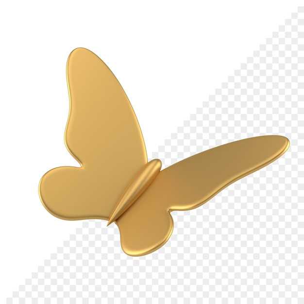 Butterfly golden metallic flying decor element festive holiday design 3d icon realistic illustration