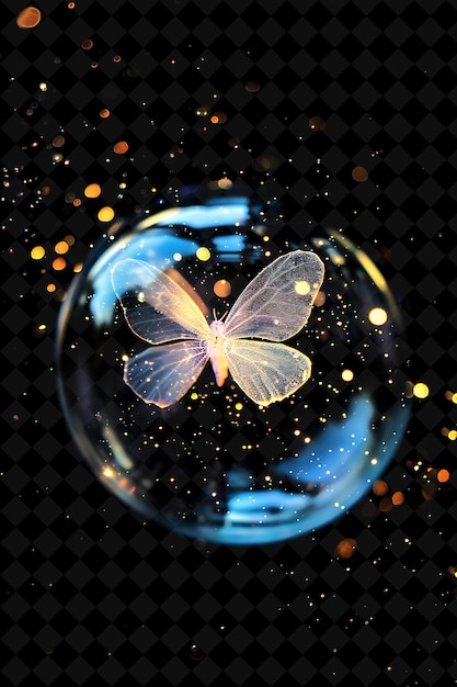 a butterfly is on a bubble with a star on it