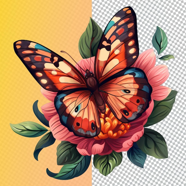 PSD a butterfly that is on a flower