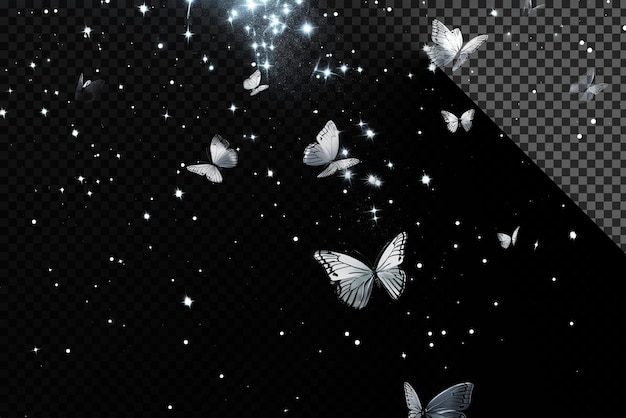 Butterfly White Glowing Stars and Silver Accents Overlay