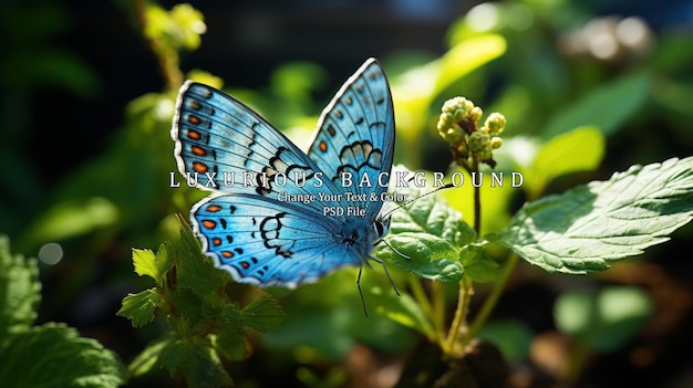 PSD butterfly wings shimmer with blue spots