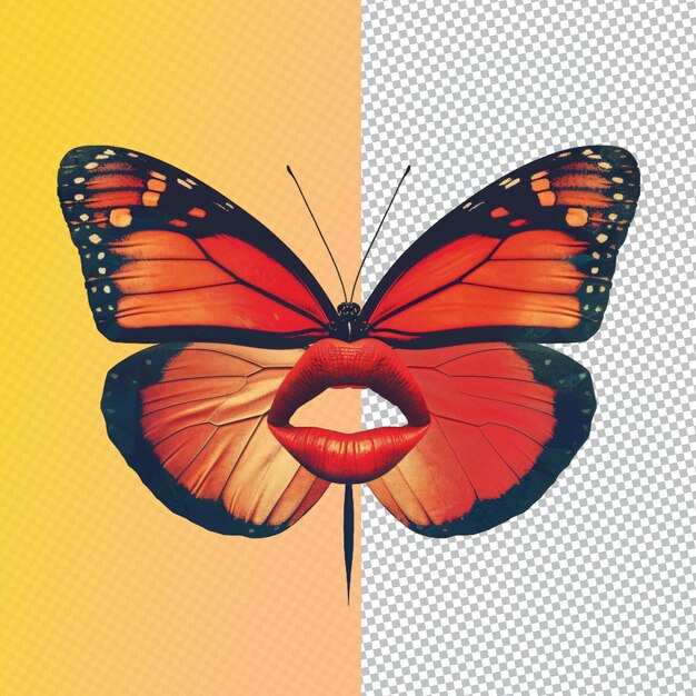 PSD a butterfly with a red mouth and the words quot butterfly quot on the bottom