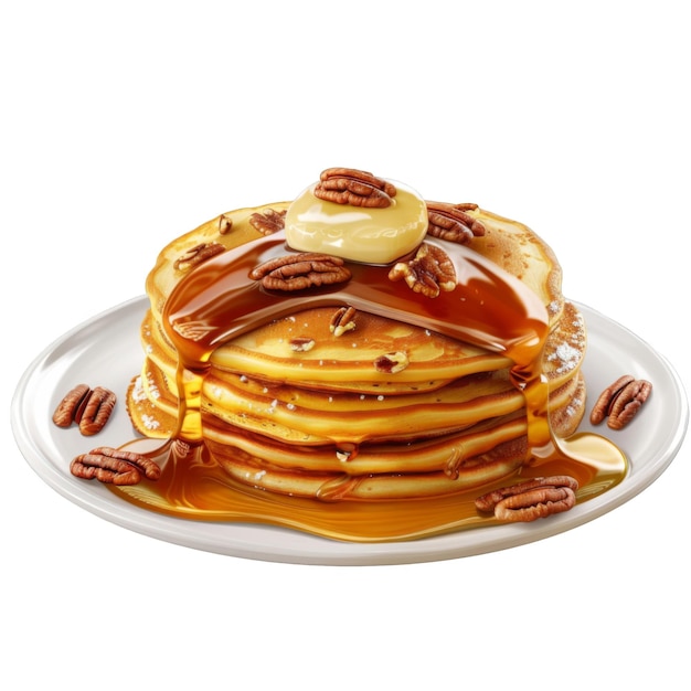 Buttery Pancakes with Syrup and Pecans