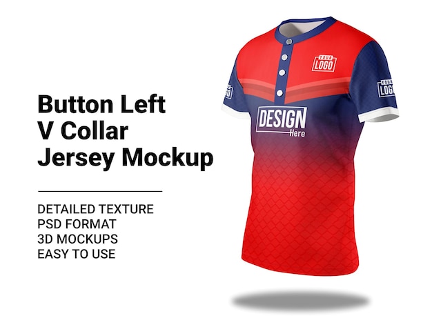 button front v collar jersey mockup