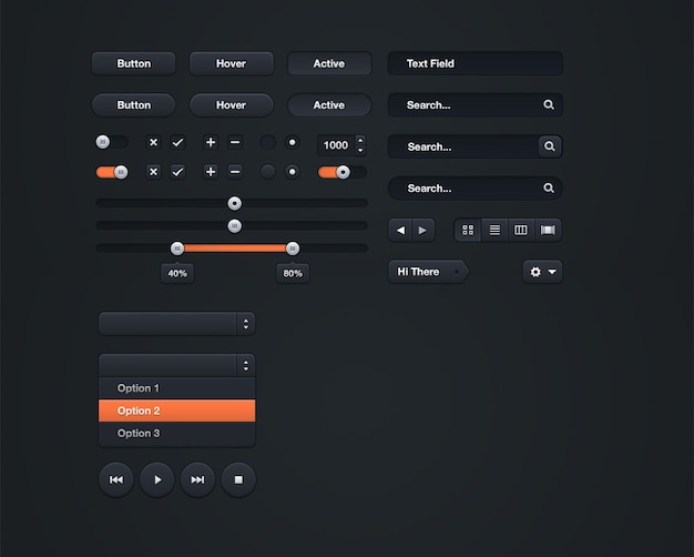 Button ui kit collection psd