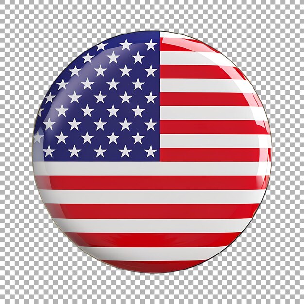 PSD button with usa flag on it independence day on transparent background ai generated