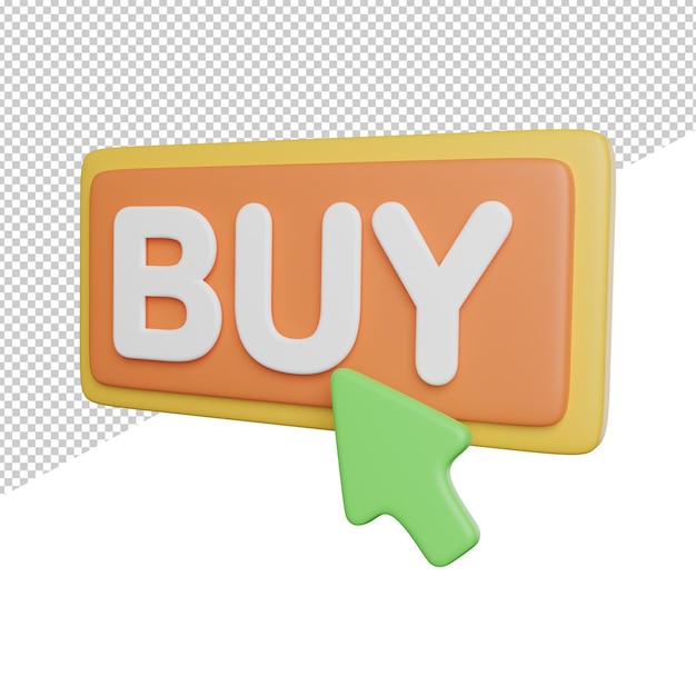 Buy Button Click side view 3d rendering icon illustration on transparent background