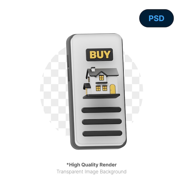 Buy House In Smartphone 3D Icon Premium Psd