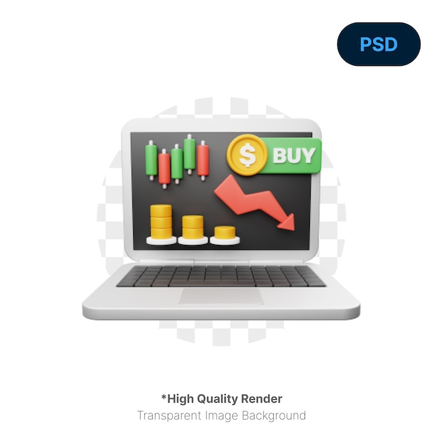 Buy Stock Market and Trading 3D Icon Premium Psd