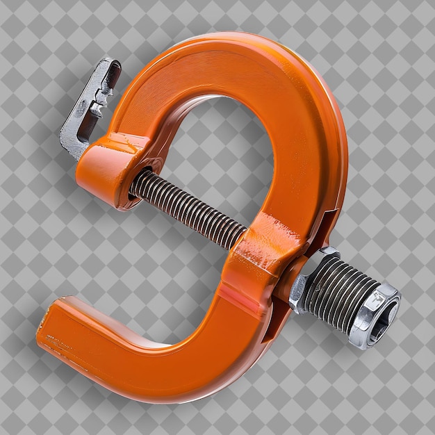 PSD c clamp with orange metal body a tool used for holding two o png tool on clean background