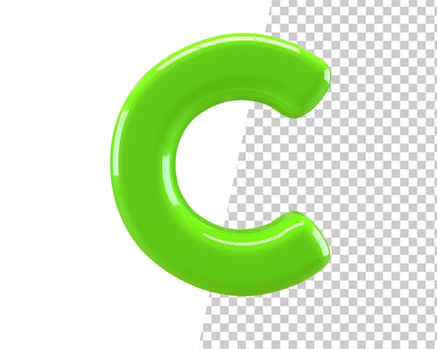 c letter green text 3d render