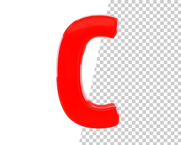 c letter red text 3d render