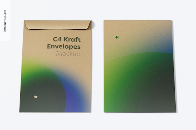 C4 Kraft Envelopes Mockup, Front View