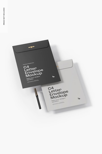 C4 Letter Envelope Mockup, Left View