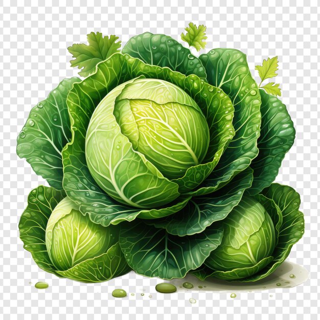 Cabbage isolate style png with White background illustration generative IA