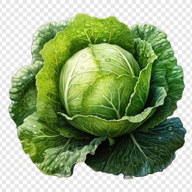 Cabbage isolate style png with White background illustration generative IA