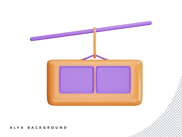 Cable Car Cabin with 3d vector icon cartoon minimal style illustration