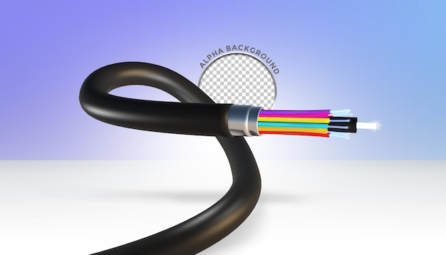 PSD cable fiber optic isolated 3d render background