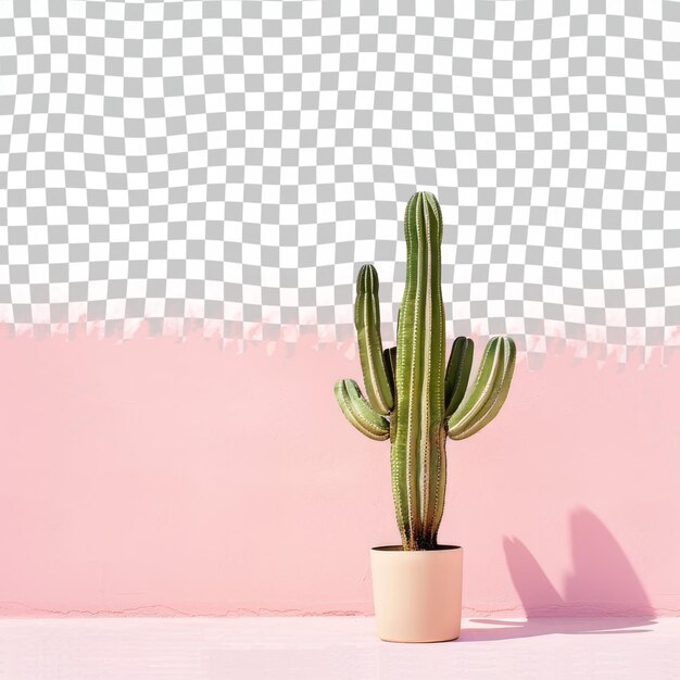 PSD a cactus plant is in front of a pink wall with a pink background