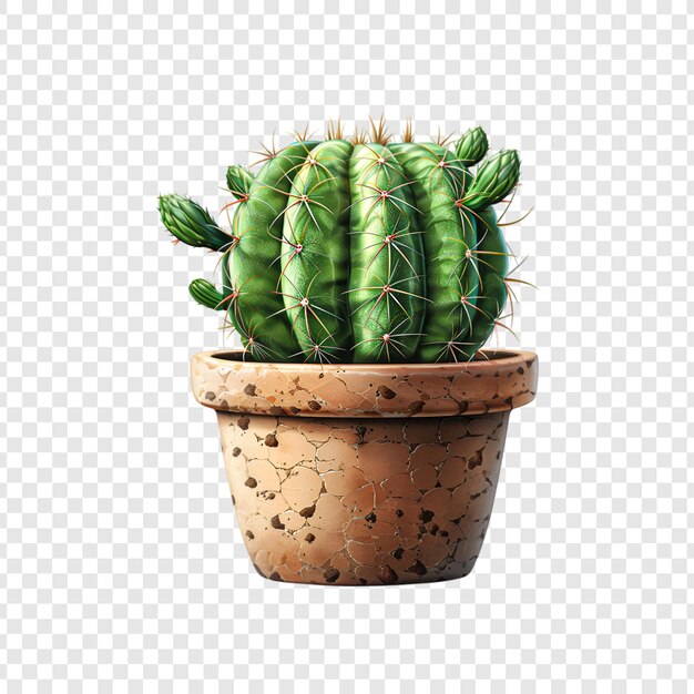 PSD cactus plant in a pot isolated on transparent background