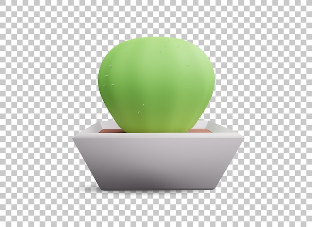 cactus plant in the vase cute 3d with transparant background