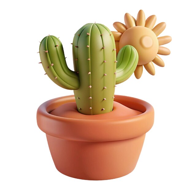 PSD a cactus plant with a sunflower on it