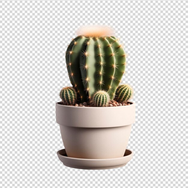 PSD cactus on pot isolated on transparent background