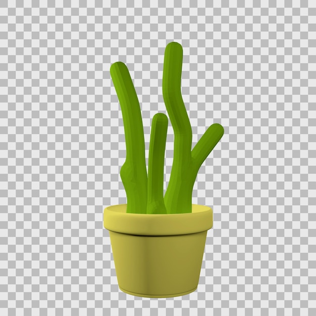 Cactus in Pot with editable color and transparent background