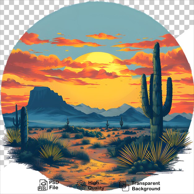 PSD cactus and sunset in arizona desert tshirt art