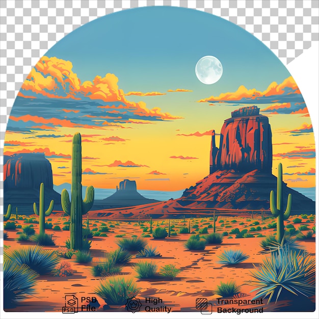 PSD cactus and sunset in arizona desert tshirt art