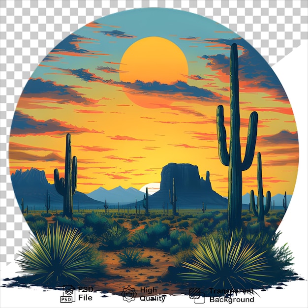 PSD cactus and sunset in arizona desert tshirt art