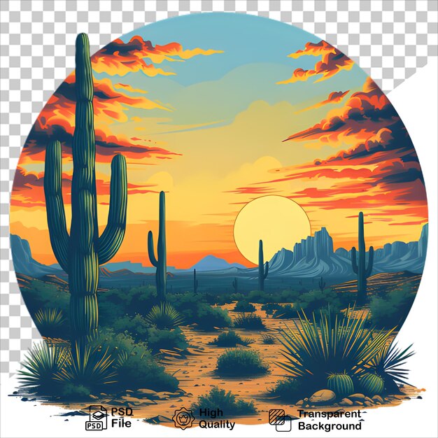 PSD cactus and sunset in arizona desert tshirt art