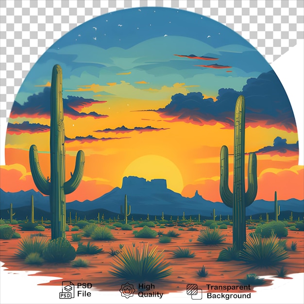 Cactus and Sunset in Arizona Desert TShirt Art