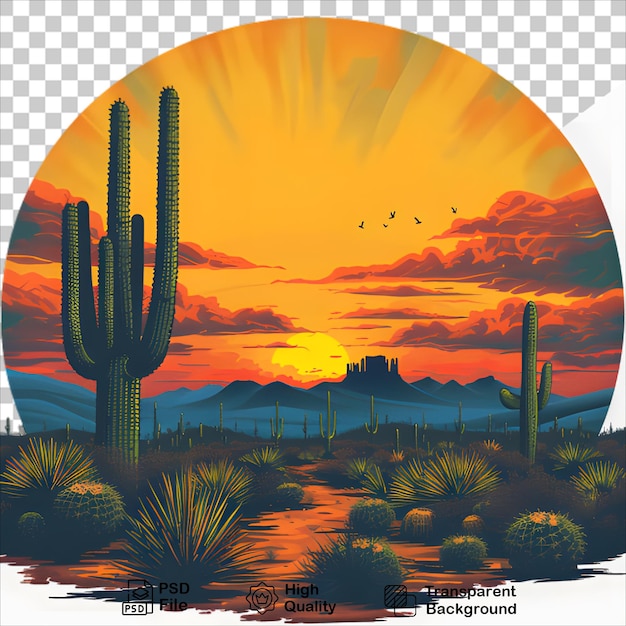 PSD cactus and sunset in arizona desert tshirt art