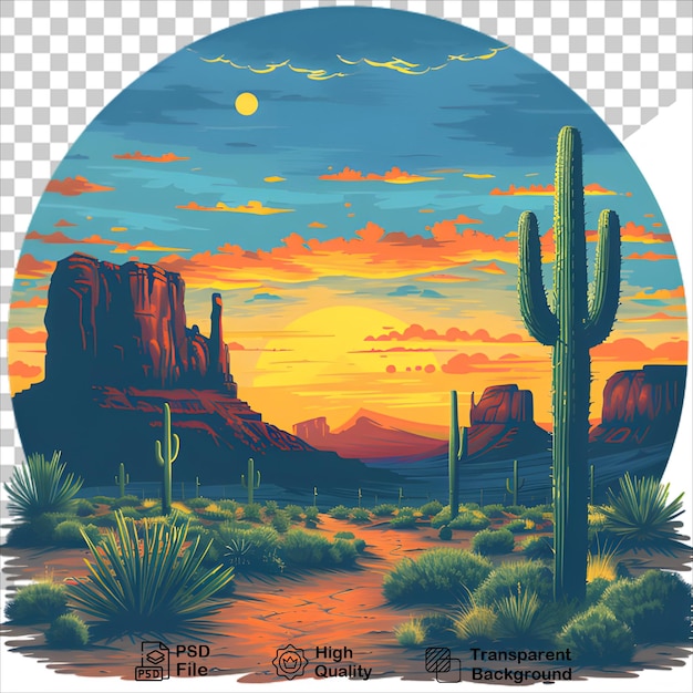 Cactus and Sunset in Arizona Desert TShirt Art