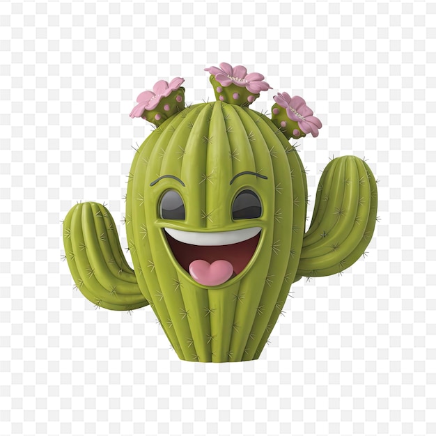 a cactus with a big smile and a big smile