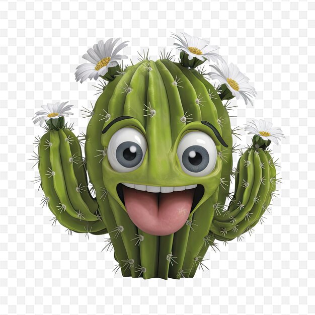 PSD a cactus with flowers and a mouth full of flowers