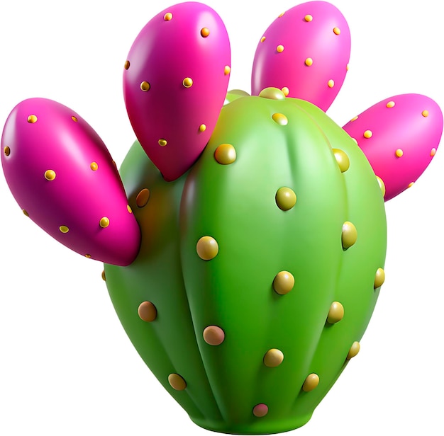 a cactus with pink and yellow dots and a pink and green candy