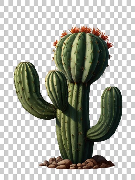 PSD a cactus with a red flower on its head