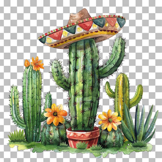 cactus with sombrero mexican theme